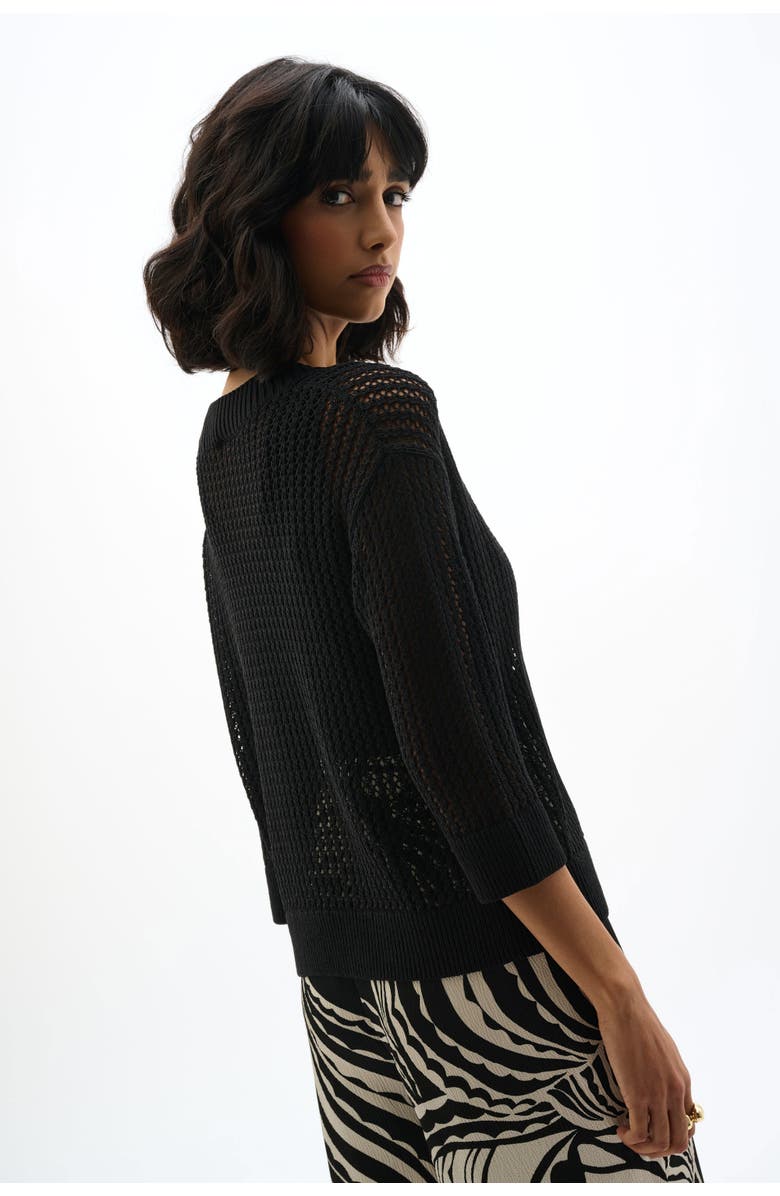 JOSEPH RIBKOFF Acrylic Blend Open Stitch Sweater, Alternate, color, Black