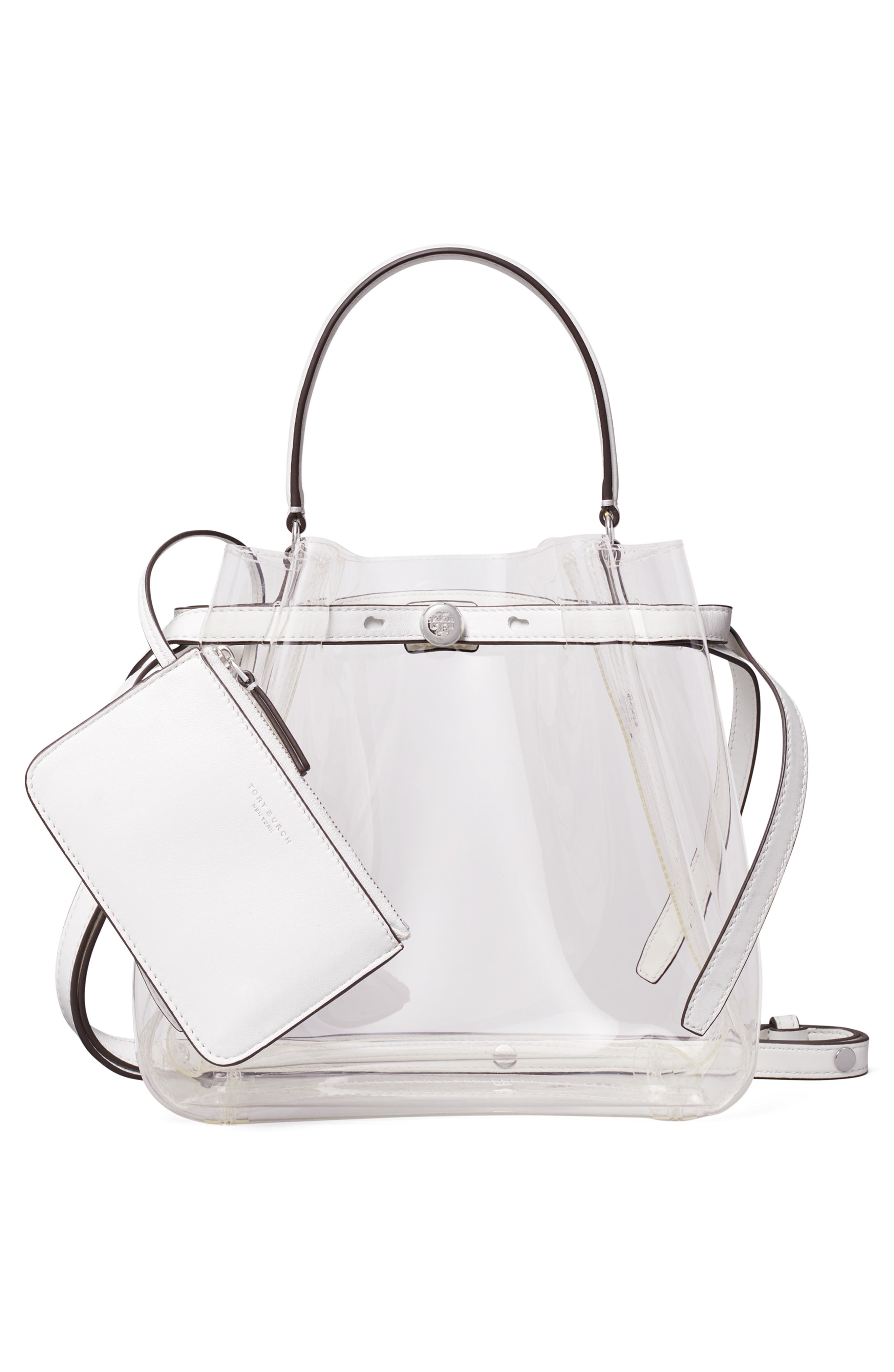 Tory Burch Romy Clear Bucket Bag, Alternate, color, Clear Water