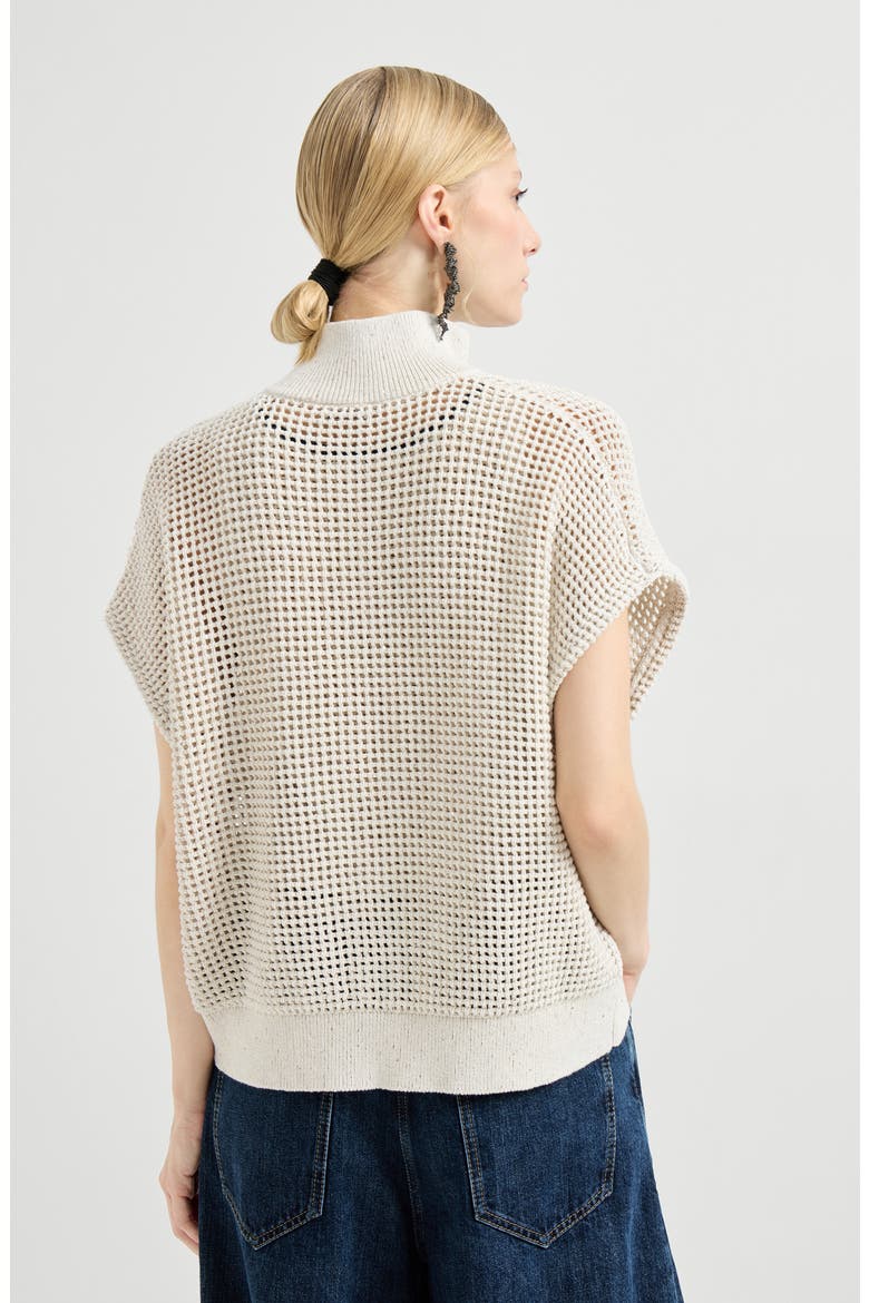 Cotton net cardigan, Alternate, color, Oat