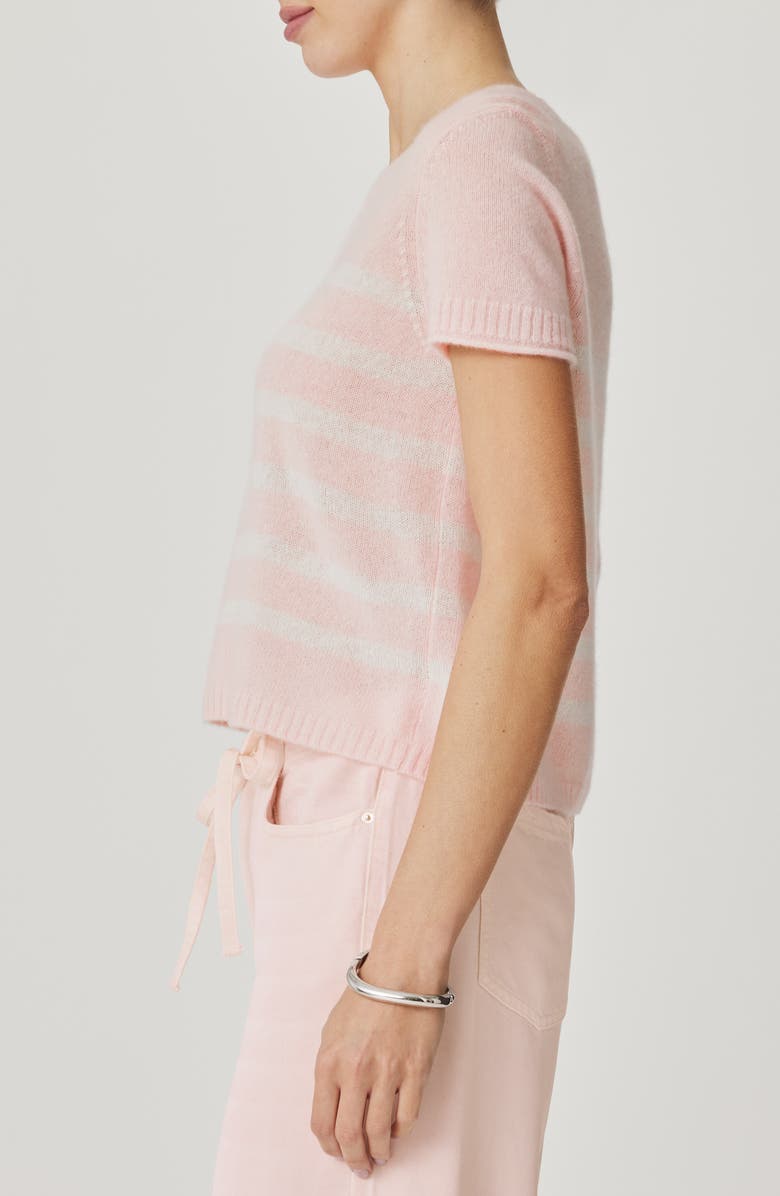 Splendid Emerson Stripe Short Sleeve Sweater, Alternate, color, Rose Petal Pink/ Shell