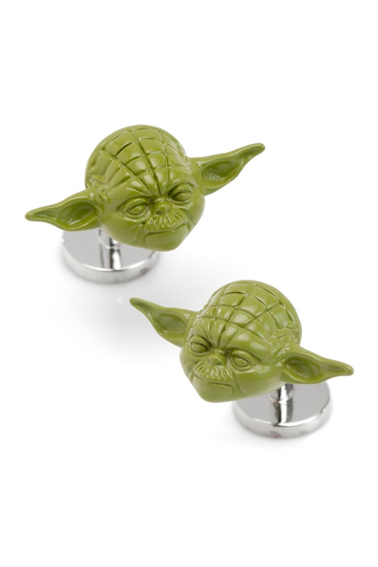 3D Yoda Cuff Links, Main, color, GREEN