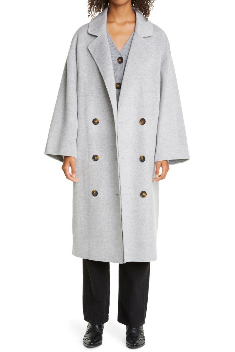 Borneo Double Breasted Wool & Cashmere Coat, Main, color, GREY MELANGE