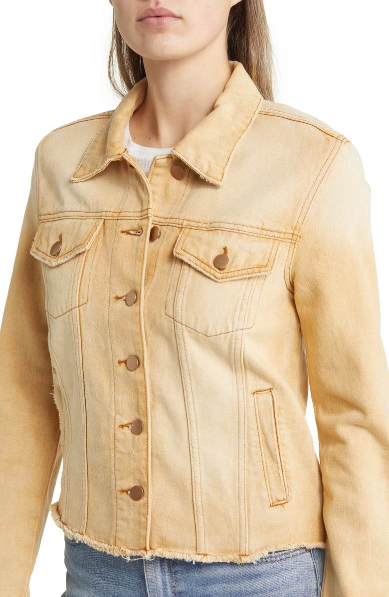 KUT from the Kloth Julia Frayed Crop Denim Trucker Jacket, Alternate, color, 