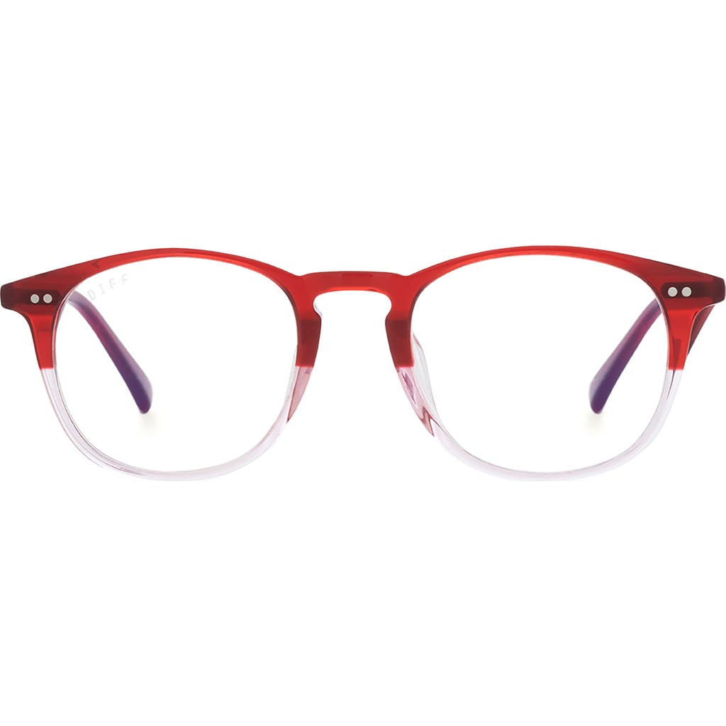 Diff Jaxson 51mm Square Blue Light Blocking Glasses In Red