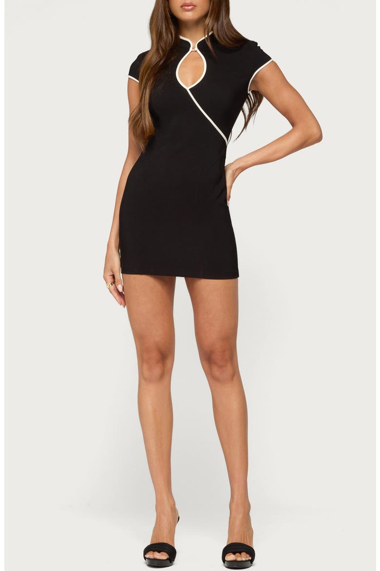 Paira Cutout High Neck Minidress, Main, color, BLACK