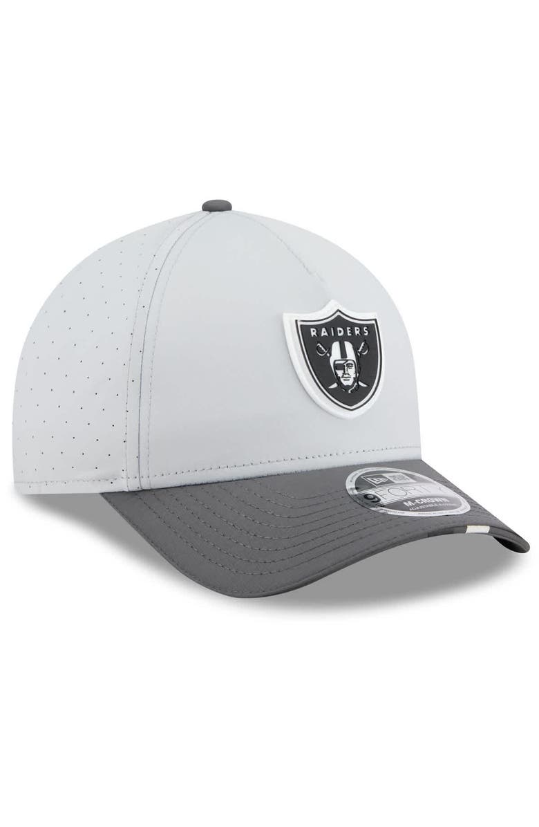 New Era Men's New Era Gray/Graphite Las Vegas Raiders 2025 NFL Training Camp A-Frame 9FORTY Adjustable Hat, Alternate, color, Gray
