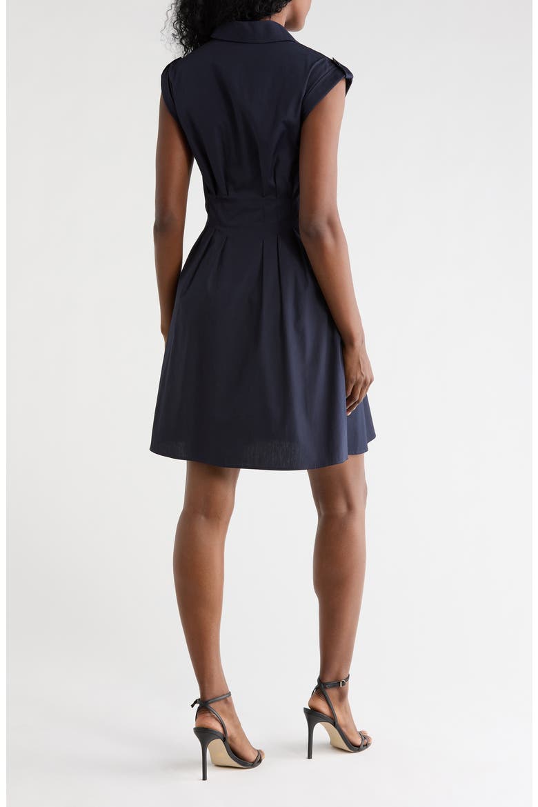 Cap Sleeve Cotton Fit & Flare Shirtdress, Alternate, color, NAVY