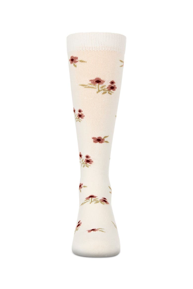 Opaque Stretch Blissful Bloom Knee High Sock, Alternate, color, Winter White