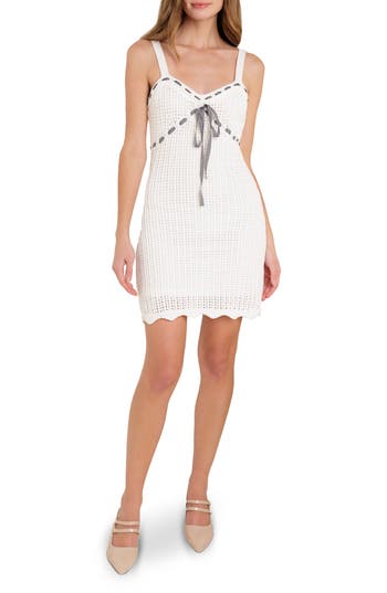 Flying Tomato Knit Mini Sundress In Ivory