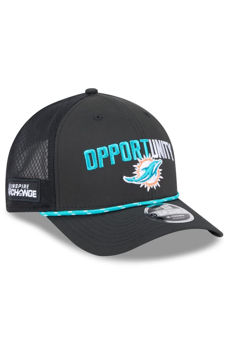 New Era Men's New Era Black Miami Dolphins 2025 Inspire Change 9FORTY M-Crown Adjustable Hat, Main, color, Black