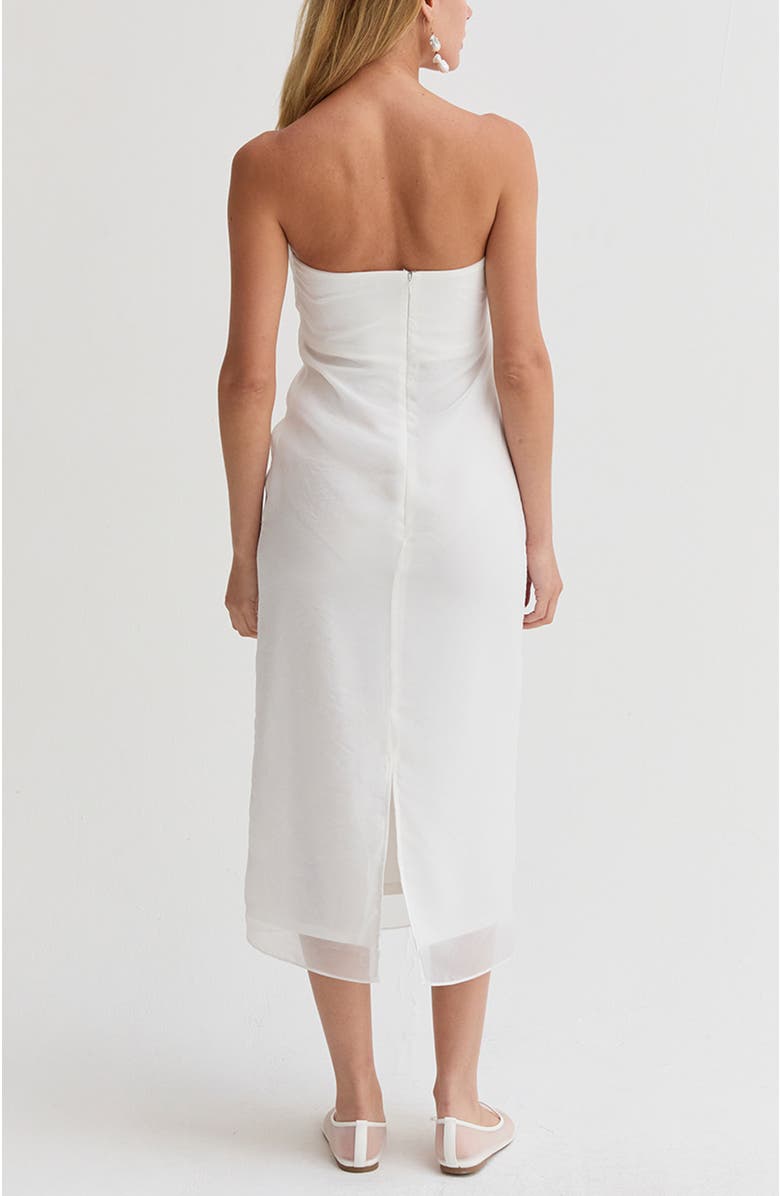 CRESCENT Organza Tube Midi Dress, Alternate, color, White