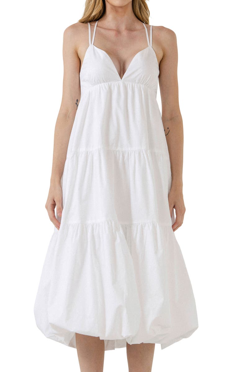 English Factory Balloon Hem Cotton Midi Dress, Alternate, color,