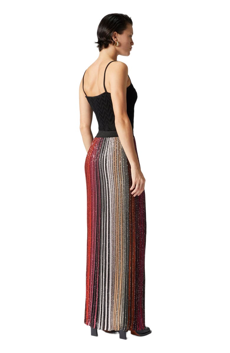 Missoni Striped Partial Long Skirt With Sequins, Alternate, color, Black & Red