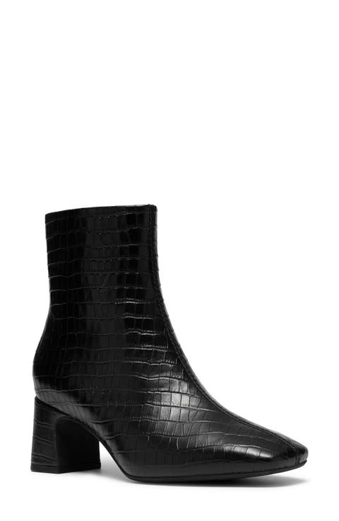 Fernie Croc Embossed Leather Bootie