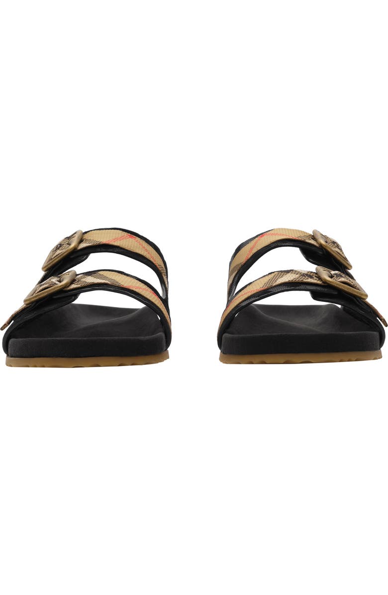 Burberry Check Suede Urchin Sandals, Alternate, color, Black
