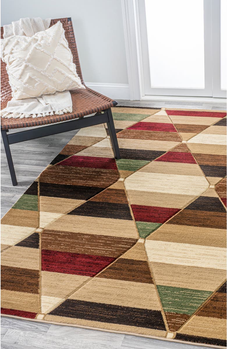 JONATHAN Y Kehoe Retro Diamonds Geometric Area Rug, Alternate, color, Red/Brown/Cream