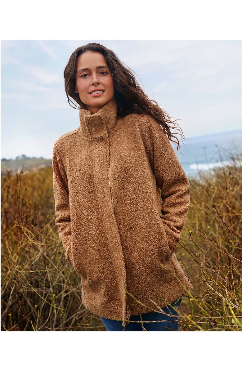 Lands' End Boucle Fleece Coat, Alternate, color, Honey Beige