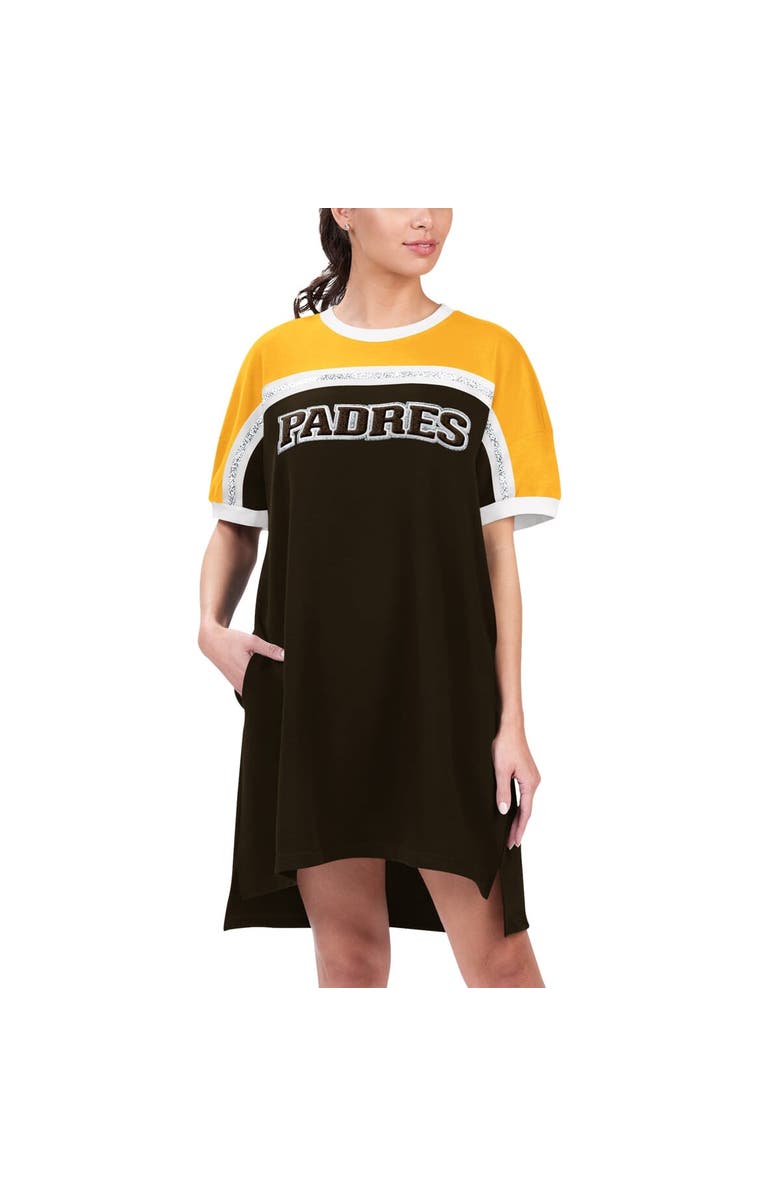 G-III 4HER BY CARL BANKS Women's G-III 4Her by Carl Banks Brown/Gold San Diego Padres Circus Catch Sneaker Dress, Main, color, Brown