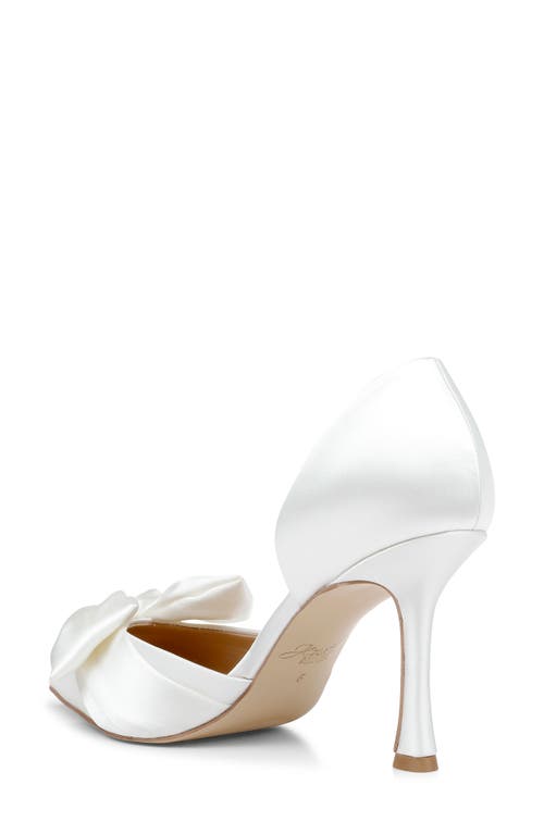 Jewel Badgley Mischka Women's Sidney Slip On Evening Bow Pumps In Ivory Satin