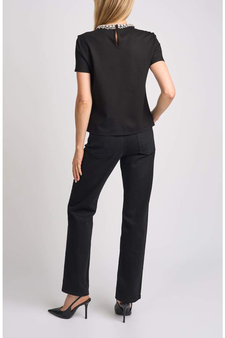Idris Crystal Collar Tee, Alternate, color, RICH BLACK