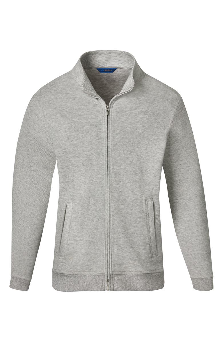 David Donahue Cotton Blend Zip-Up Jacket, Main, color, Gray