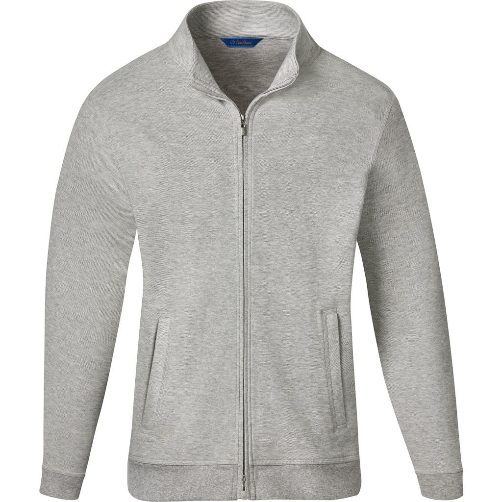 David Donahue Cotton Blend Zip-up Jacket In Gray