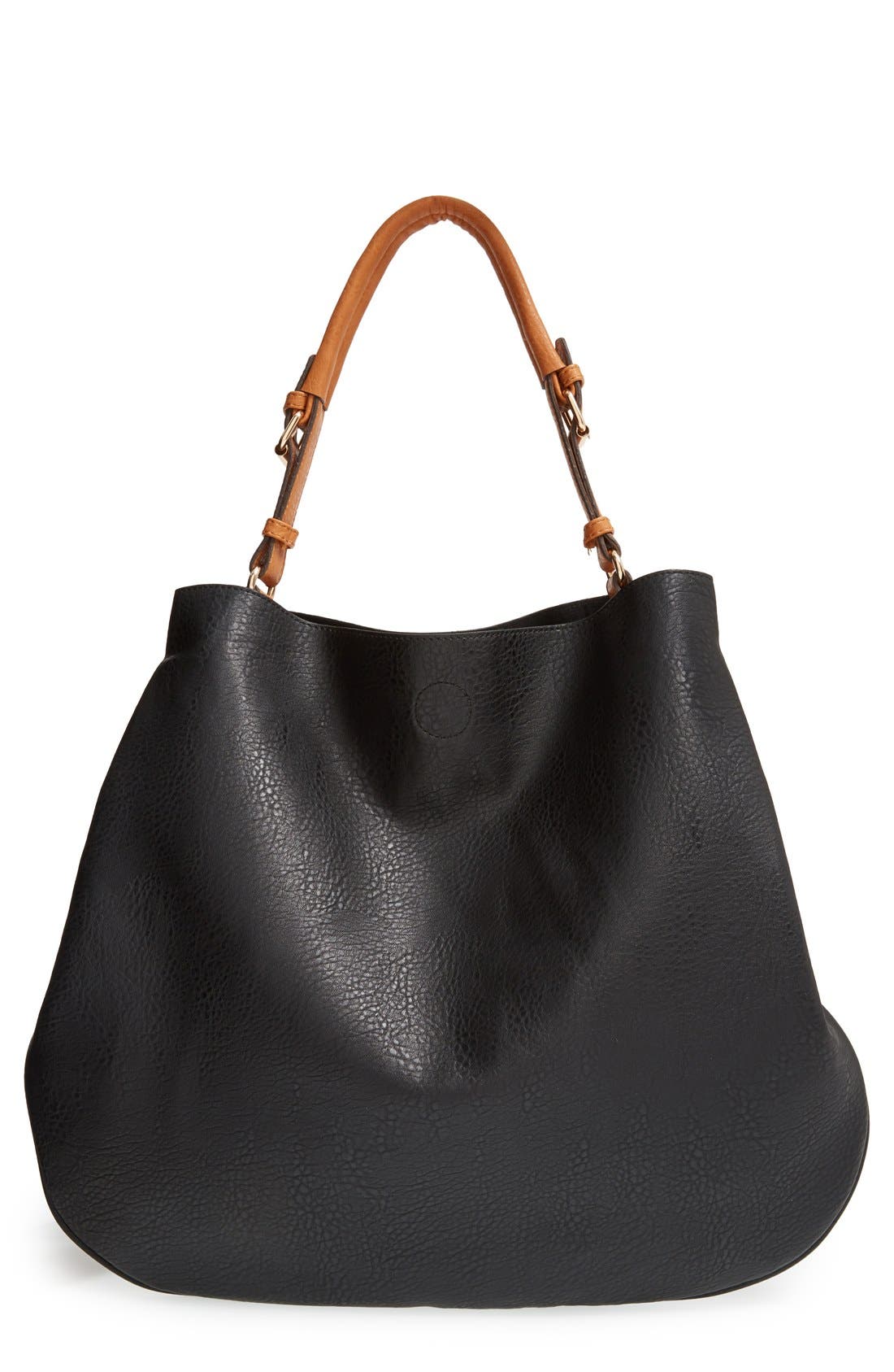 'Capri' Faux Leather Tote, Main, color, BLACK