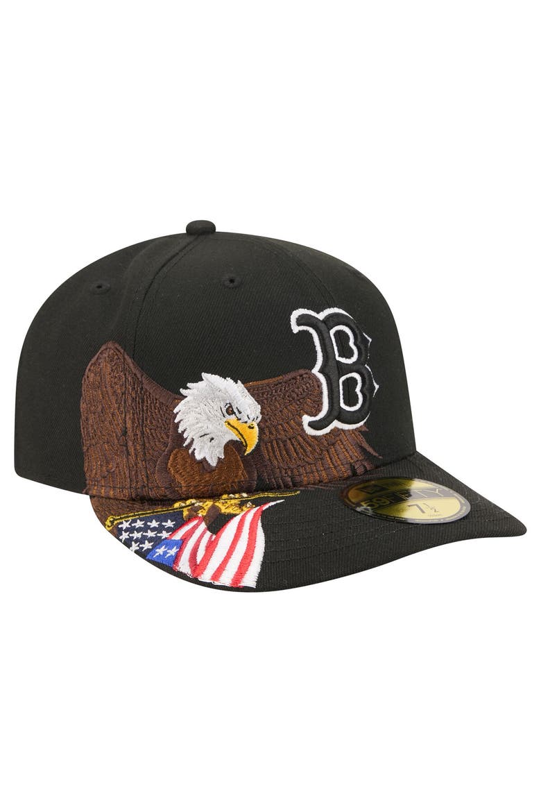 Men's New Era Black Boston Red Sox Americana Bald Eagle Pre-Curved 59FIFTY Fitted Hat, Main, color, Black
