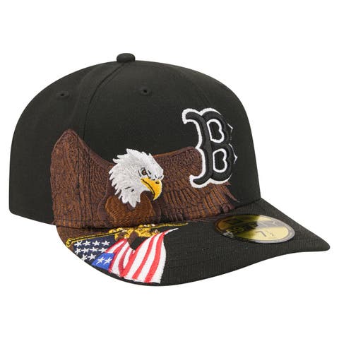 Men's New Era Black Boston Red Sox Americana Bald Eagle Pre-Curved 59FIFTY Fitted Hat