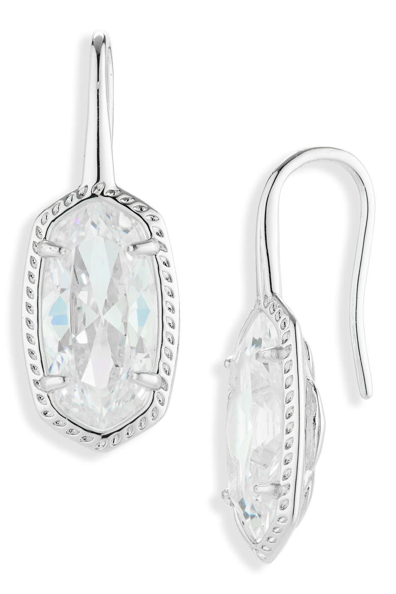 Lee Luxe Drop Earrings, Main, color, SILVER WHITE CUBIC ZIRCONIA