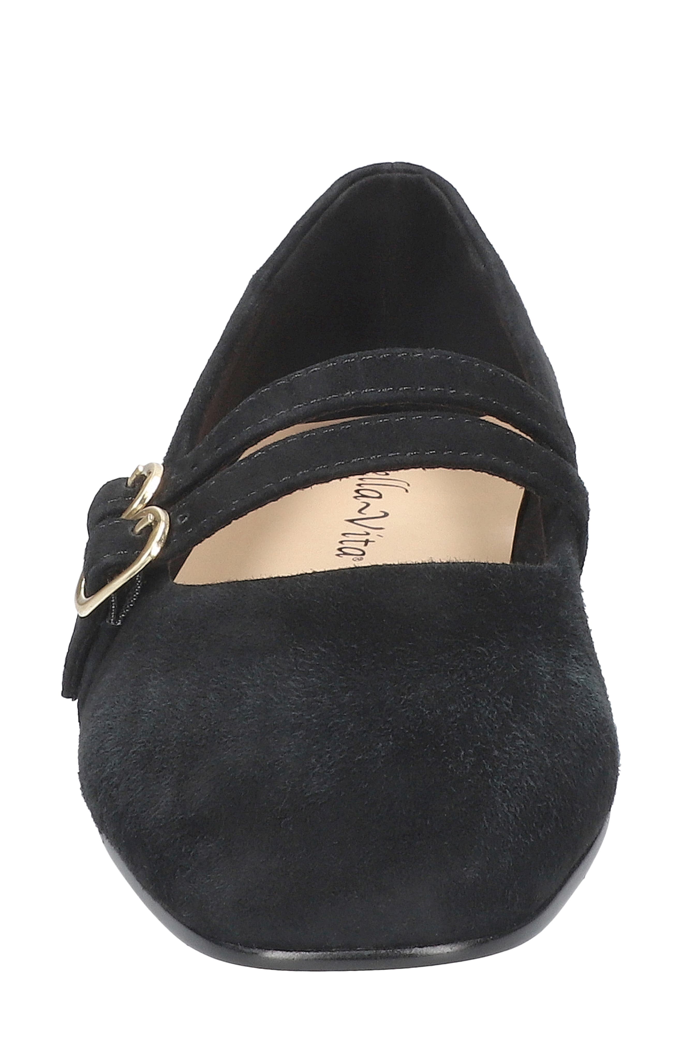 Bella Vita Davenport Double Strap Mary Jane, Alternate, color, Black Suede Leather