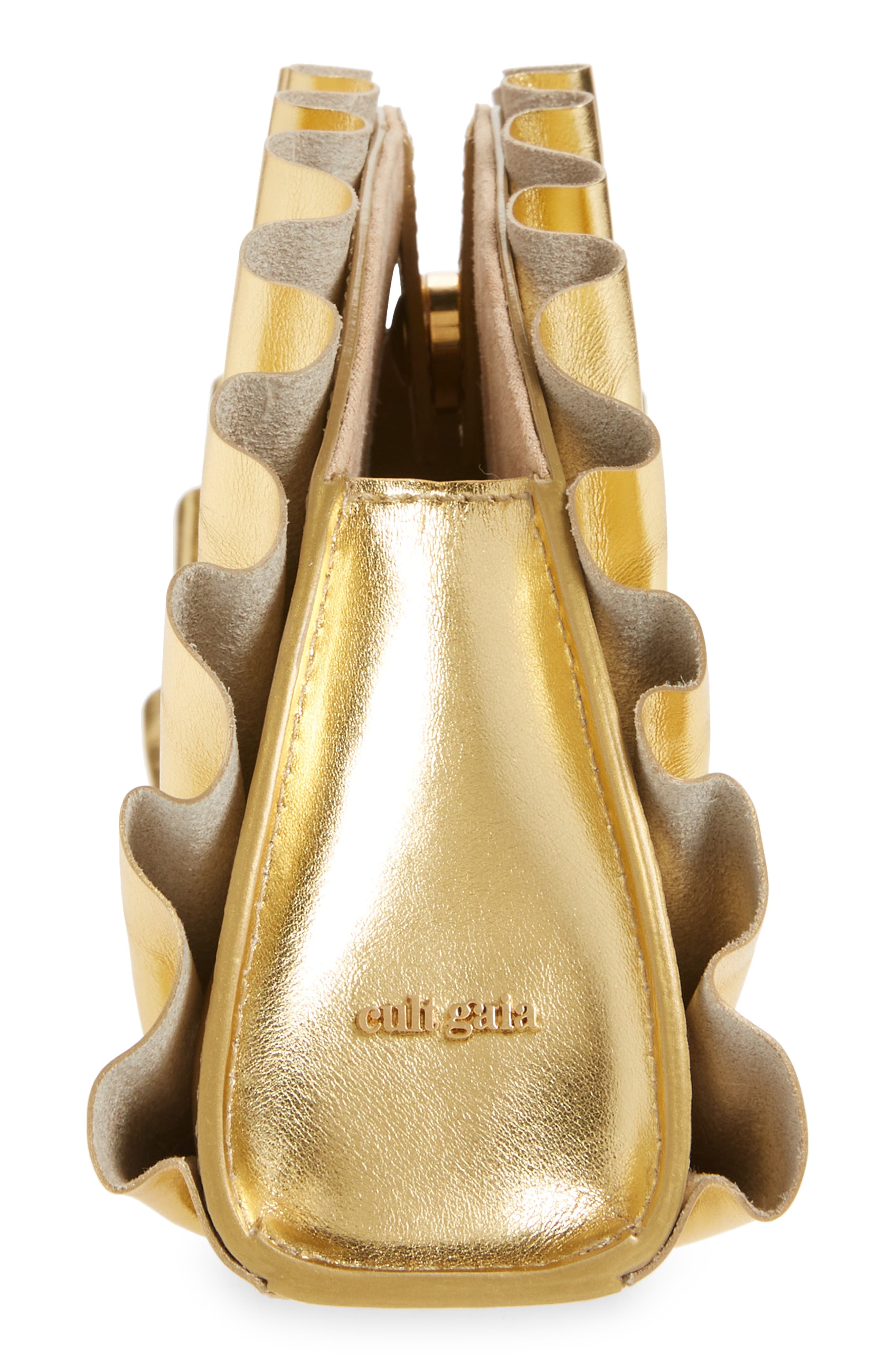 Mini Nala Metallic Leather Fan Clutch, Alternate, color, GOLD