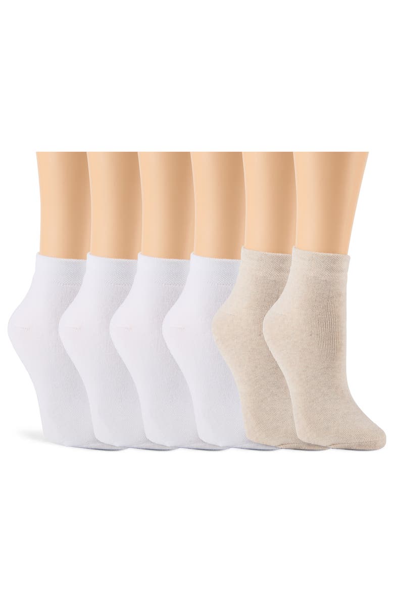 Laundry by Shelli Segal 6-Pack Full Cushion Ankle Socks, Alternate, color, Oatmeal Heather/ White