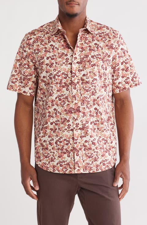 Floral Cotton Poplin Short Sleeve Button-Up Shirt