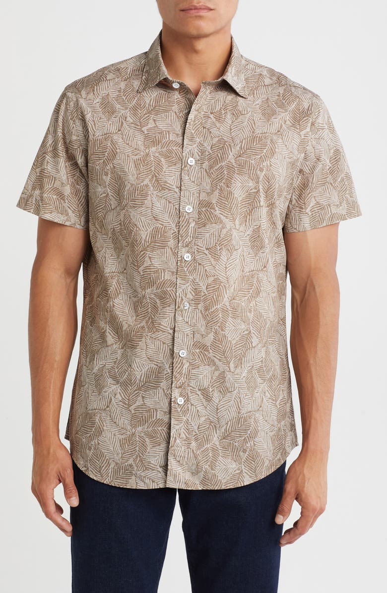 Rodd & Gunn Whyndam Short Sleeve Cotton Button-Up Shirt, Main, color, Natural