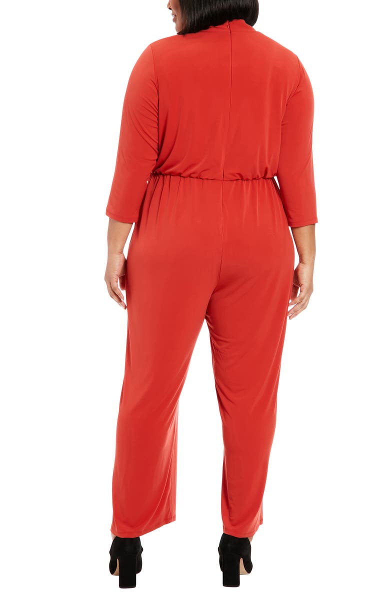 London Times Asymmetric Neck Stretch Jersey Jumpsuit, Alternate, color, Red