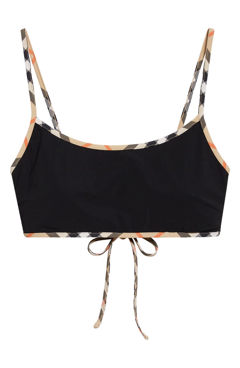 Burberry Starla Check Trim Bikini Top, Main, color, Black