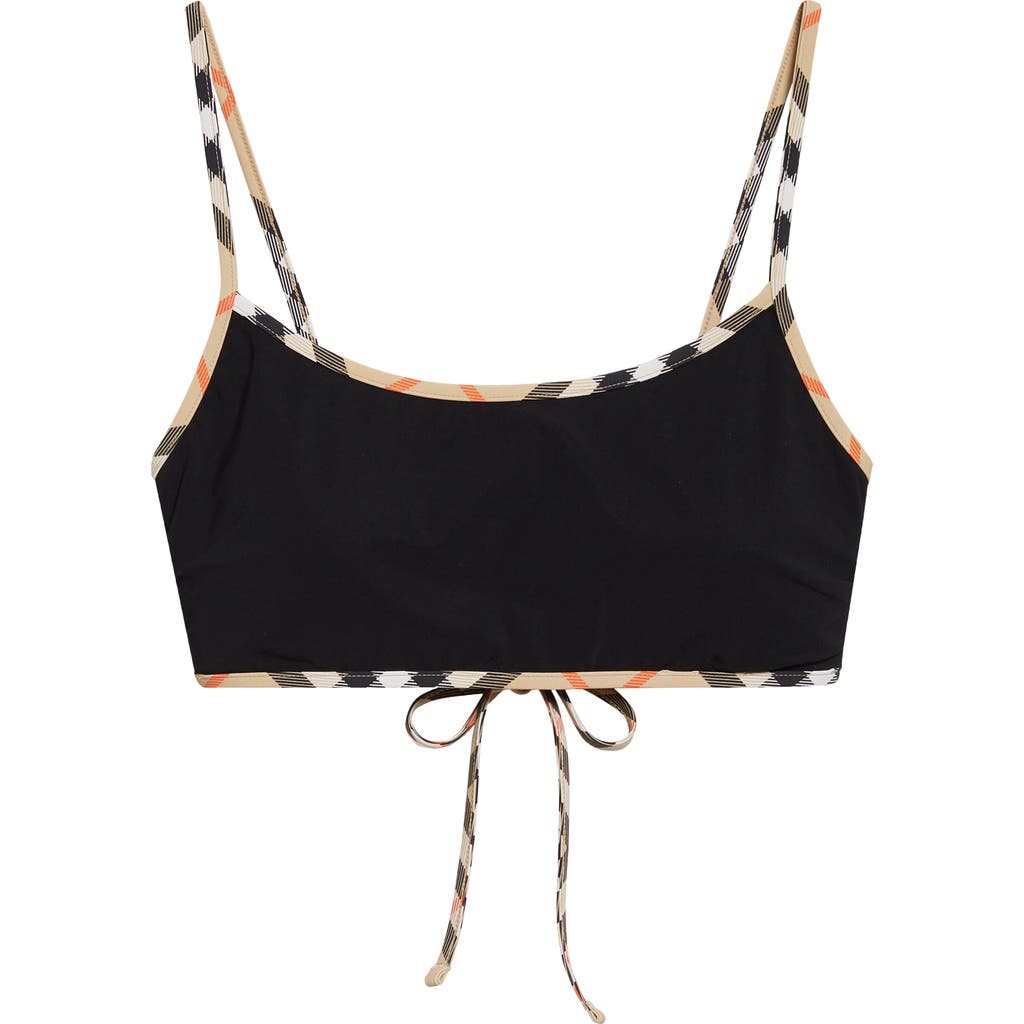 Burberry Starla Check Trim Bikini Top In Black