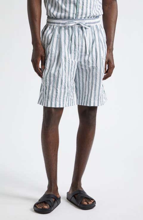 Stripe Crinkled Poplin Bowling Shorts