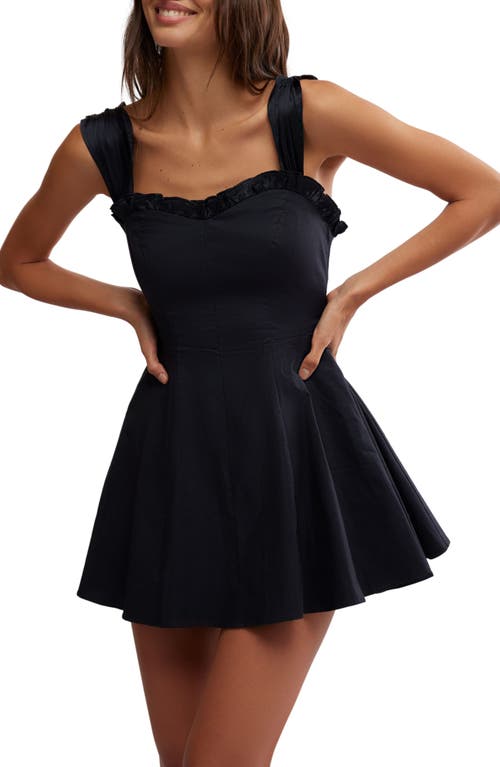 Free People Midnight Magic Mini Skater Dress In Black In Black Combo