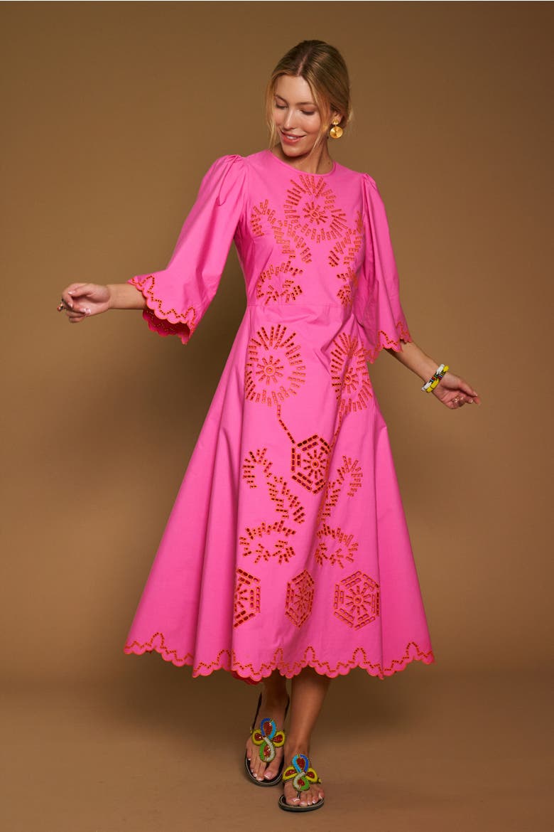 Embroidered Poplin Dress, Alternate, color, Pink