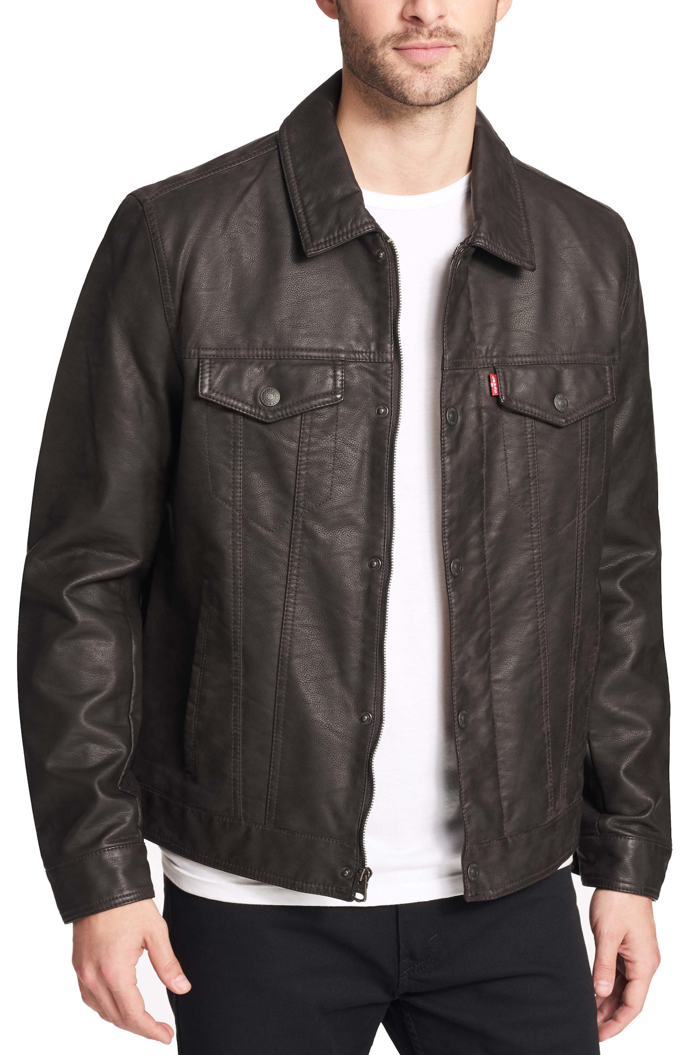 Faux Leather Trucker Jacket (Men) | Nordstrom