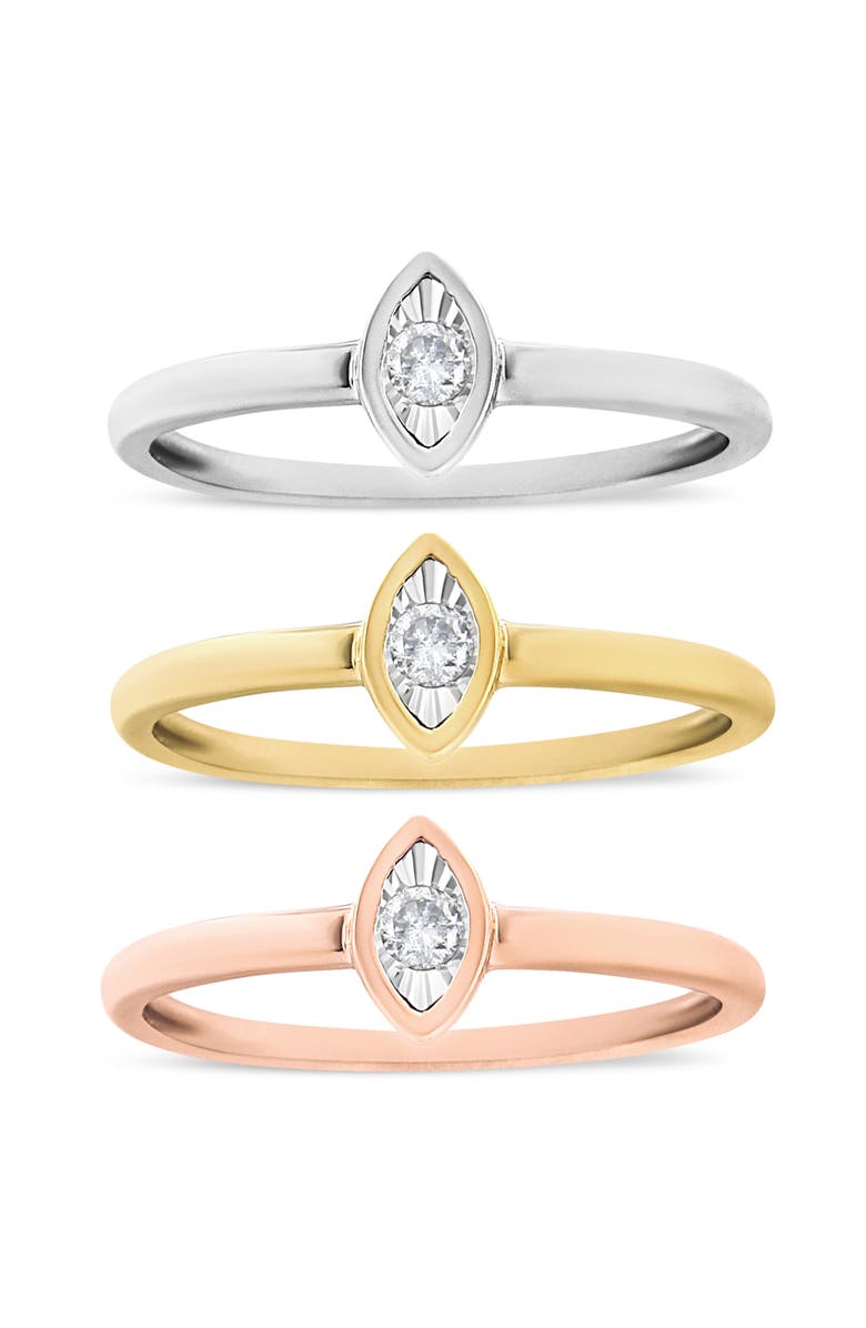 Haus of Brilliance 14K Gold Over Silver 1/6 Ctw Diamond Marquise Shape Stackable Promise Ring Set, Main, color, Yellow Gold Over Silver