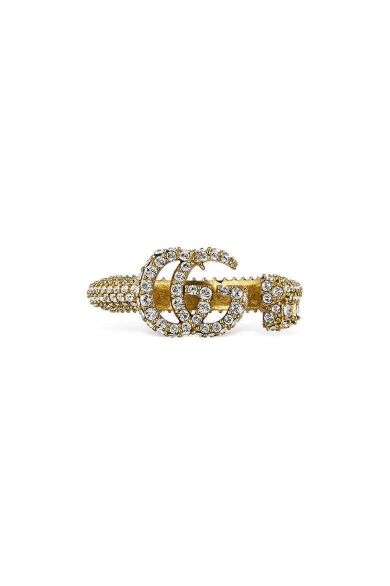 GG Barrel Key Crystal Pavé Ring, Main, color, GOLD