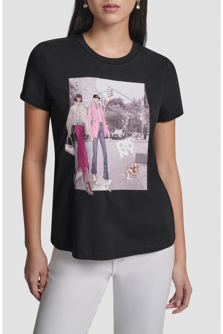 Crystal Embellished Bleeker St. Conversational Graphic T-Shirt, Main, color, BLACK