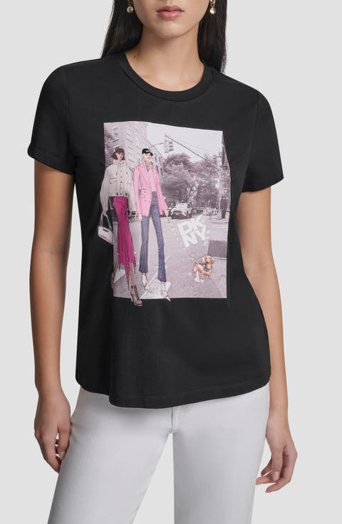 Crystal Embellished Bleeker St. Conversational Graphic T-Shirt