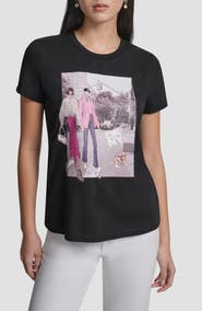 DKNY Crystal Embellished Bleeker St. Conversational Graphic T-Shirt