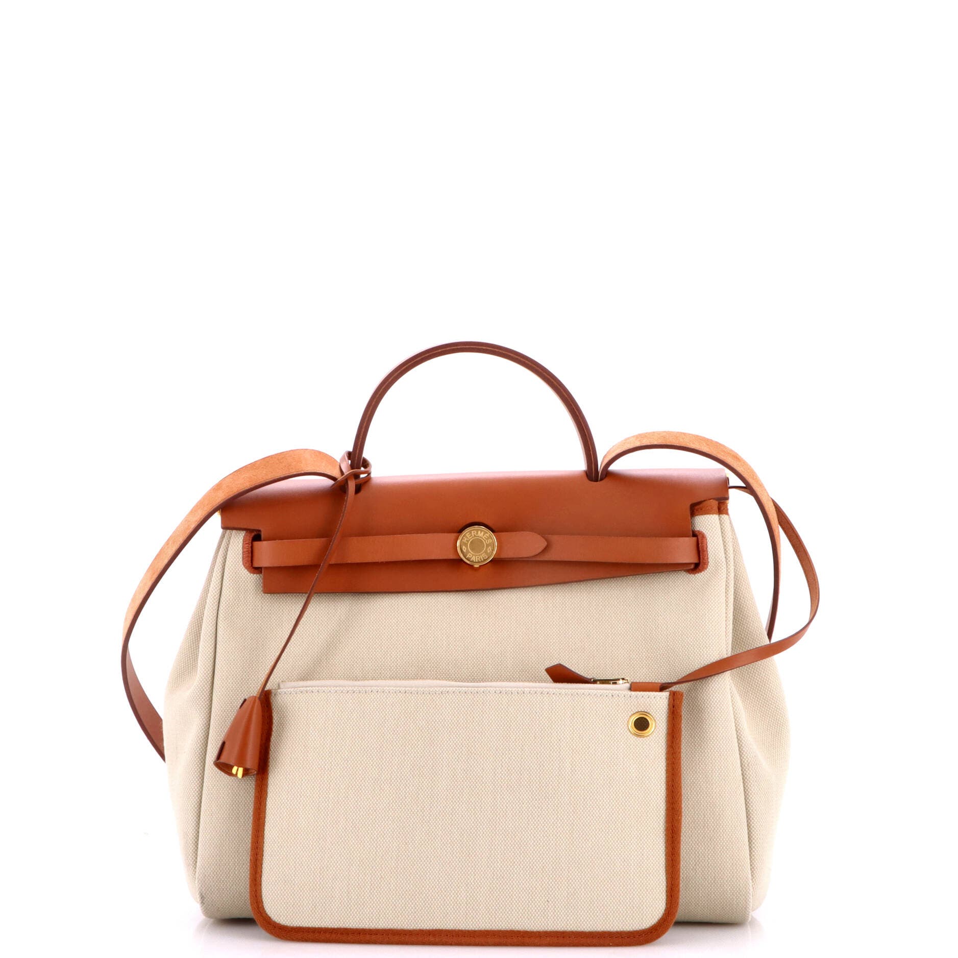 Herbag Zip Leather and Toile 31, Alternate, color, White