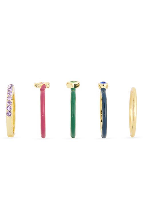 Covet Set Of 5 Multicolor Crystal & Enamel Stackable Rings In Multi