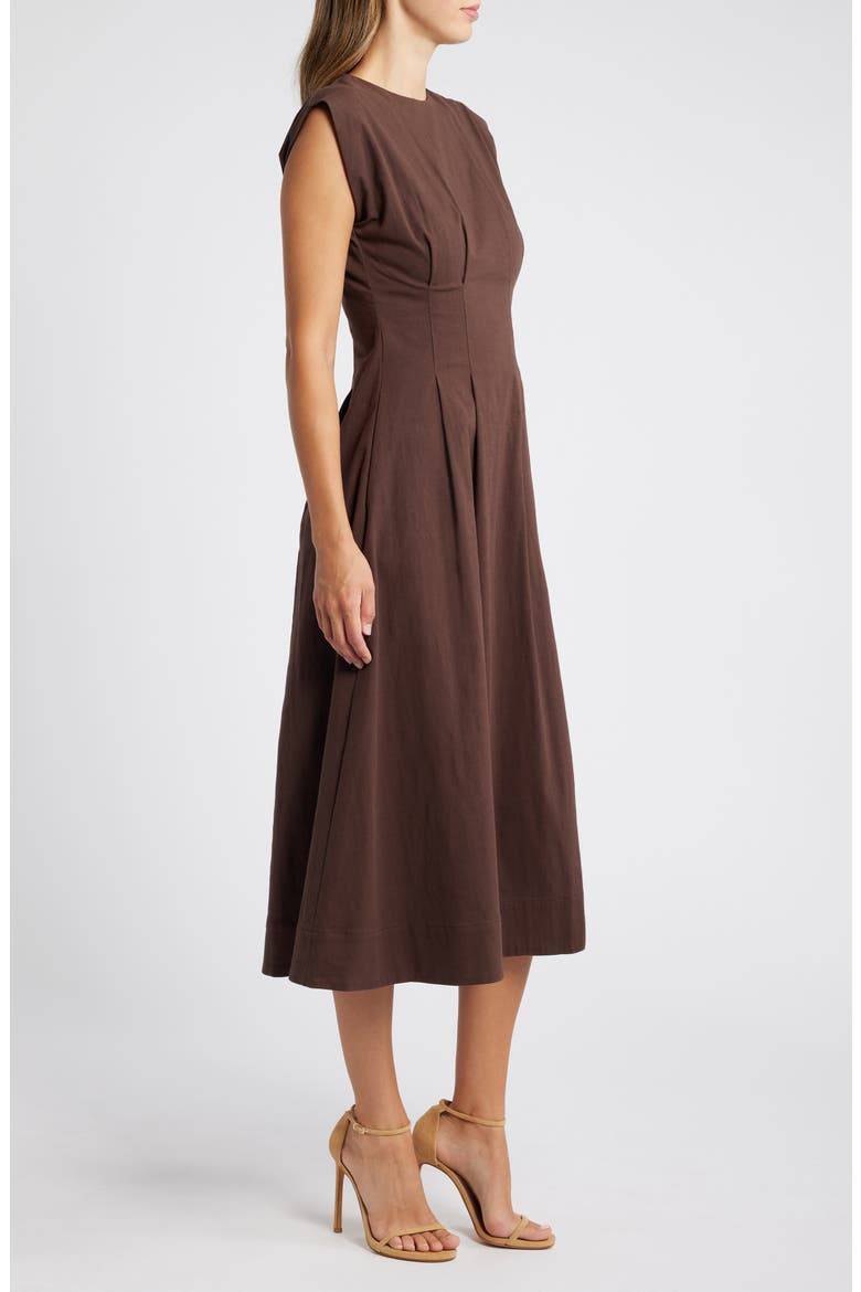 Cinched Waist Midi Dress, Alternate, color, MUSHROOM